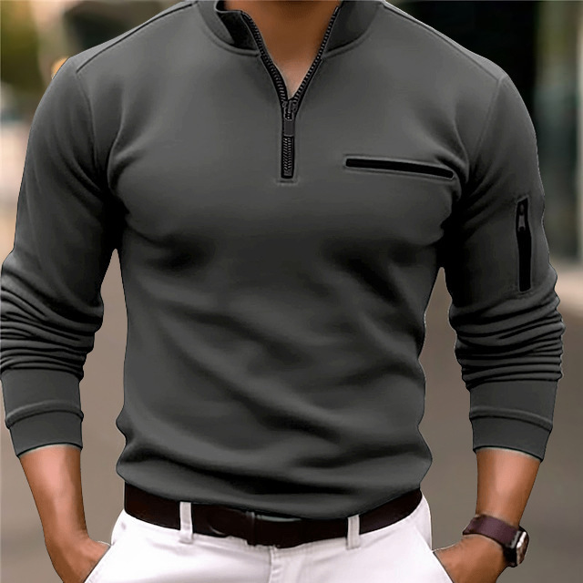 Beijing Aleaty Trading Co., Ltd. men zip long sleeve shirts oversize zipper plus size polo tee shirts for men men's custom polo shirts high quality custom logo