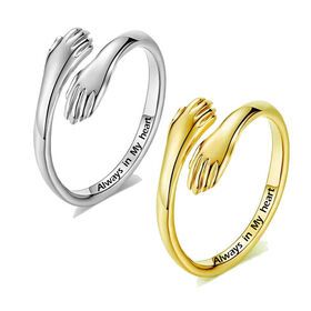 Minimalist Healing Jewelry Custom Engraved Inspirational Love Hug Ring for Women