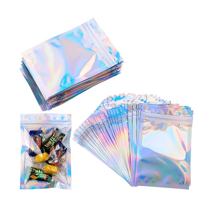 Xiamen Osloo Tech Co., Ltd. Custom Logo Edible Packaging Mylar Bags Printed Resealable Plastic Ziplock Stand Up Pouch Clear Holographic Mylar Bag