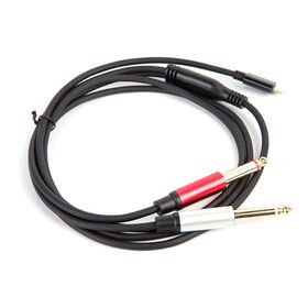 Lightning to Dual 6.35mm 1/4" TS Mono/Stereo Y-Splitter compatible with amplifier speaker headphones and mixing console