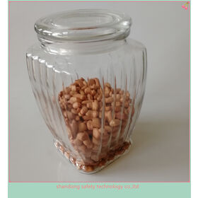 Glass Jar, Glass Food container with Wooden Lid and Silicone Ring for kitchen hot selling
