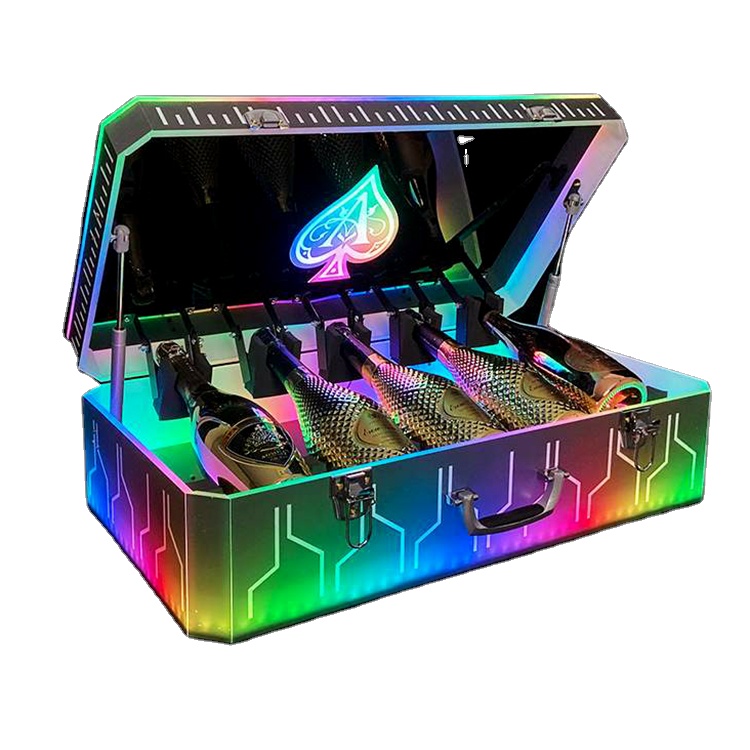Dongguan Liaobu Jiacheng Hotel Supplies Business Department Customized Logo acrylic box Bar LED GIFT BOX Display LED MIRROR Bottle Presenter led wine box case