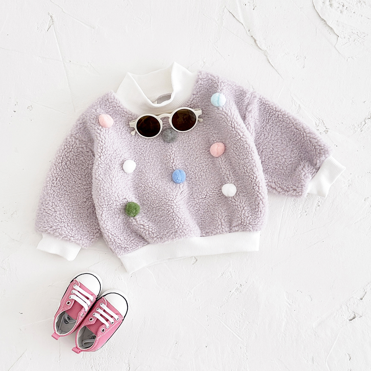 2024 Winter Warm Baby Girl Long Sleeve Jacket Infant Thermal Clothing Purple Choker Hoodie 1-3years