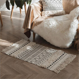 Wuxi Home Master Textiles Cotton Area Rug, Woven Fringe Throw Rugs/Carpet Print Tassel Chic Modern Geometric, Hand made, Geometric line