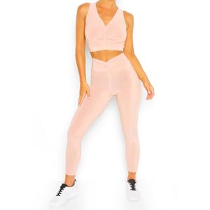 2022 Hot Sell Custom Breathable High Waist V Cut Workout Women Leggings Set Sport Bra Yoga Set