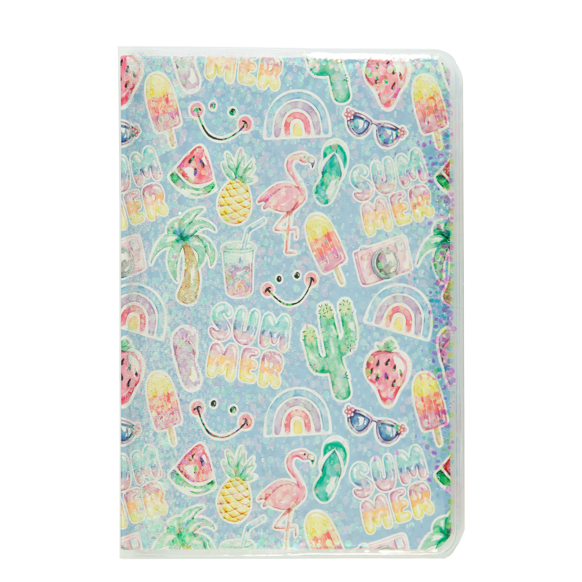 Wholesale Notebook Custom Logo Glitter Shaker Fashion Printed Paper Cover School Notebooks With Clear Tpu Sleeve