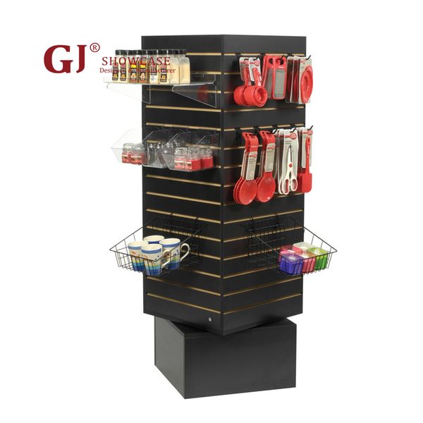 Portable L-Shaped Gondola Display Stand Shop Mall Slatwall Wall Unit Showcase Slatwall Tower Rack