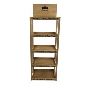 Customize 5 Tiers Wood Floor Display Shelf Cosmetic Oil Display Stand Rack