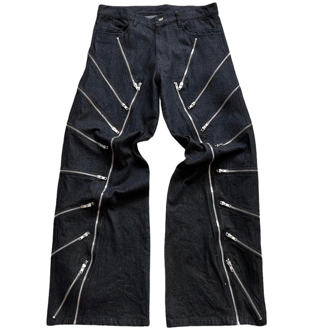 AIPA OEM Denim Manufacturer Customized Design Street Fashion Men's Stacked Jeans Black Pants