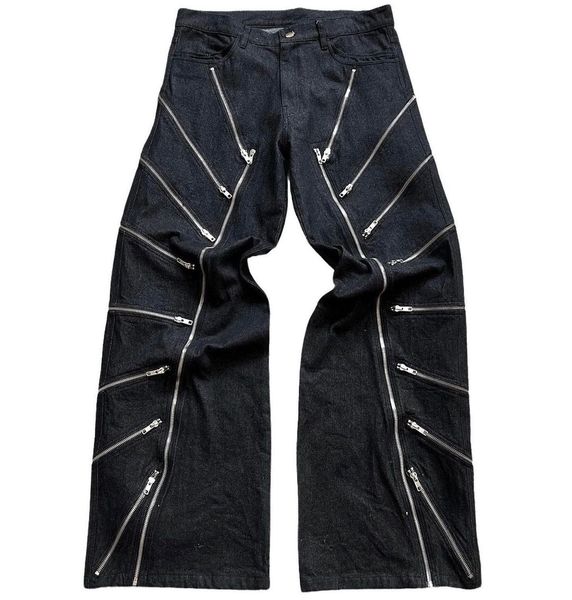 AIPA OEM Denim Manufacturer Customized Design Street Fashion Men's Stacked Jeans Black Pants