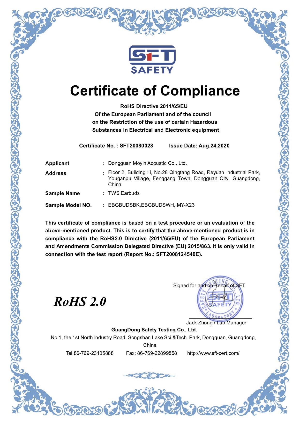 Dongguan Moyin Acoustic Technology Co., Ltd. Bluetooth Headphones