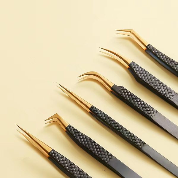 Custom logo Tweezers Diamond grip Strong Hold Stainless Steel Lash Tweezer Private Label