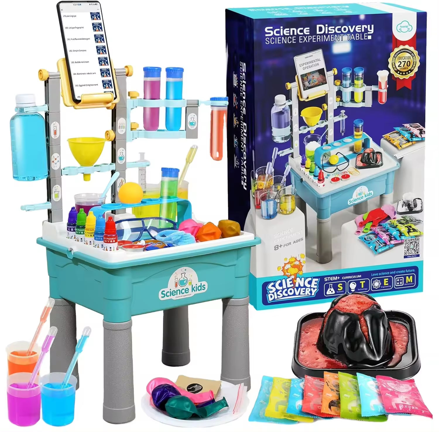 DIY STEM Educational Learning Scientific Toys 270+ Lab Experiments Science Kit for Kids with Experiment Table