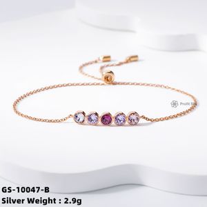 Factory Price Fashion Gold Vermeil Jewelry Popular 925 silver Chain Link Gemstone Zircon Bangles Crystal Bracelet For Women