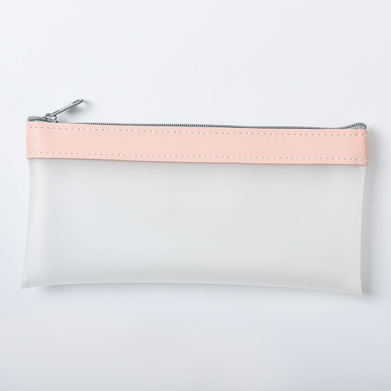 Simple translucent TPU Leather Korean Fashion INS Pencil Bag school student zipper pencil bag stationery supplies