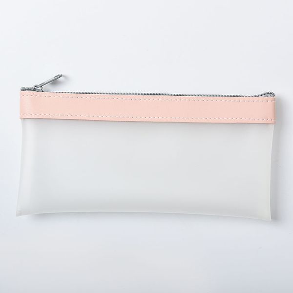 Simple translucent TPU Leather Korean Fashion INS Pencil Bag school student zipper pencil bag stationery supplies