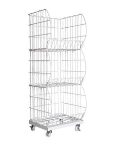 3-Tier Retail Display Rack Wire Mesh Market Basket with Wheels round Metal Shelf for Store Stand