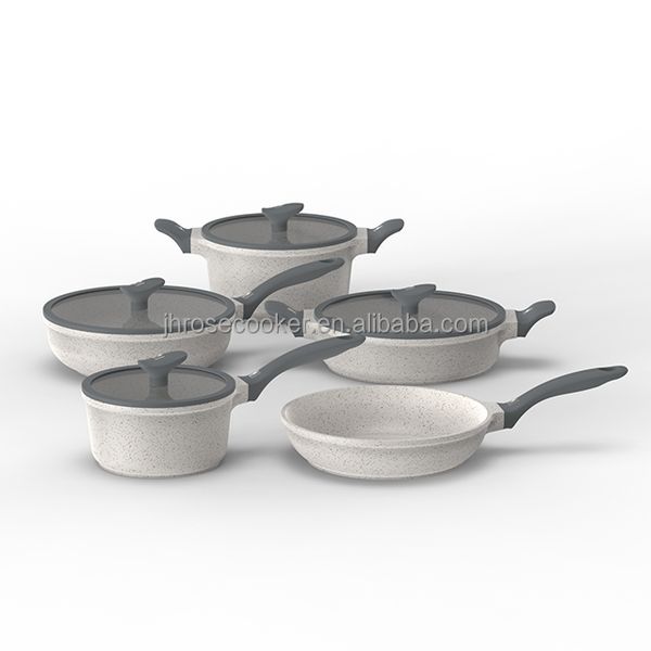 Wholesale Induction Die-casting Granite Aluminum Non Stick Marble Pan Frying Set Kitchenware Cookware Set