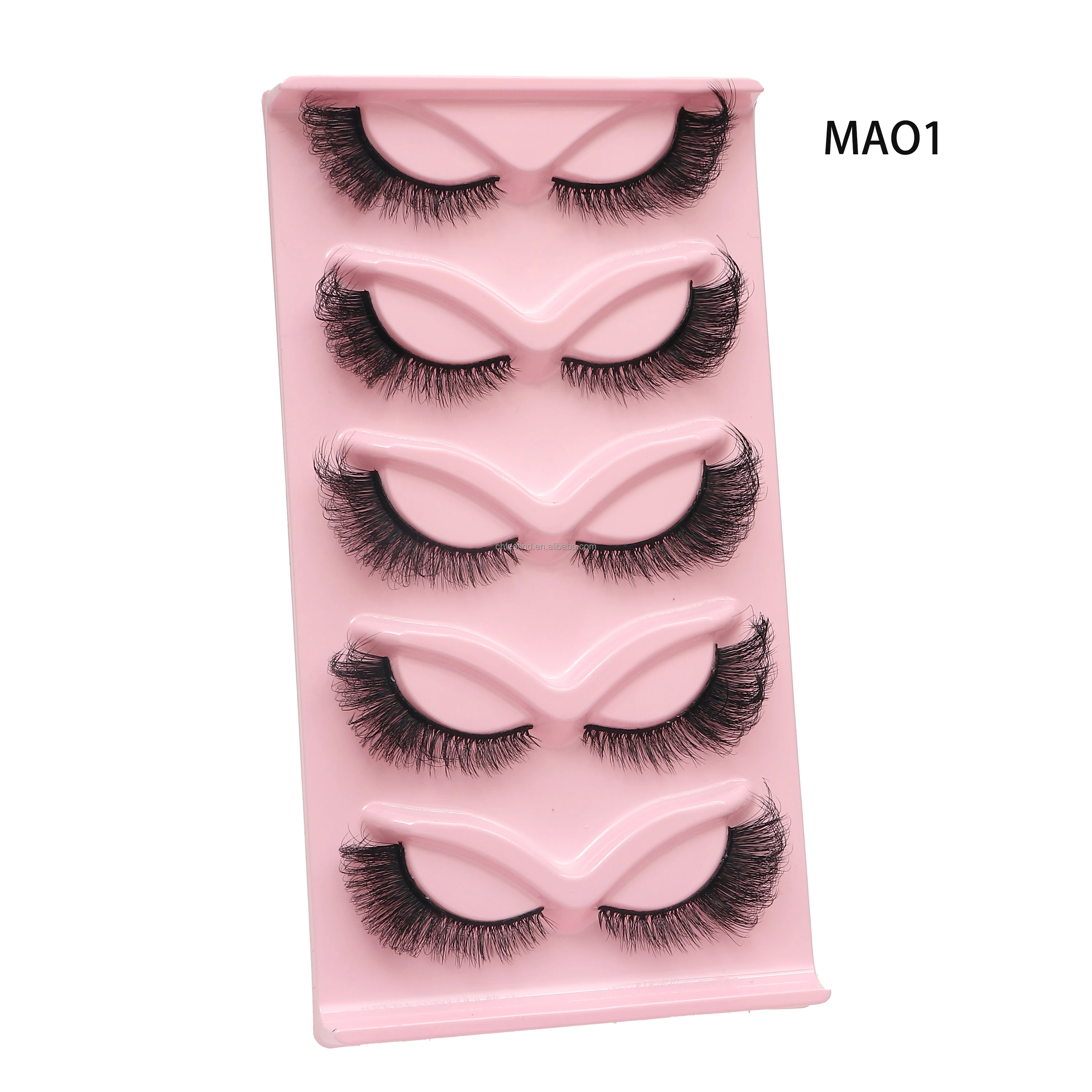 Guangzhou Yuexiu District Zhenjie Cosmetics Firm 8D Wispy Handmade Thick False Eyelashes Mix Length Cat Eye Fox Faux Mink Lashes 5 Pairs Pack for Makeup