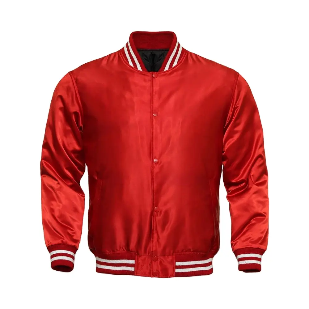 JENSIN SPORTS WEAR Full Customized Silk Satin Varsity Jacket For Men Low Price Made In Pakistan Jensin Sports 100% Satin Bomber Varsity Jackets