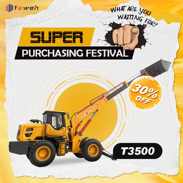 Yaweh T3500 EPA CE 3.5ton 4 wd boom forklift compact small mini telescopic wheel loader telehandler price for sale manufacturer