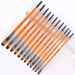 Opeth Paint Brush 12pcs/set Wooden Handle Nylon Hair Watercolor Acrylic Oil Art Paint Brushes DIY Supplies