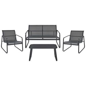 4-Piece Outdoor Patio Conversation Set, Backyard Furniture with Loveseat, Coffee Table