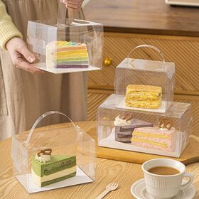 Wholesale Transparent PVC Packaging Square 4 inch Portable Clear Plastic Small Cake Box With Handle