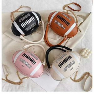 Manufactory Lady pu rugby shape purse bag chain Handle graffiti basketball purse handbags for women