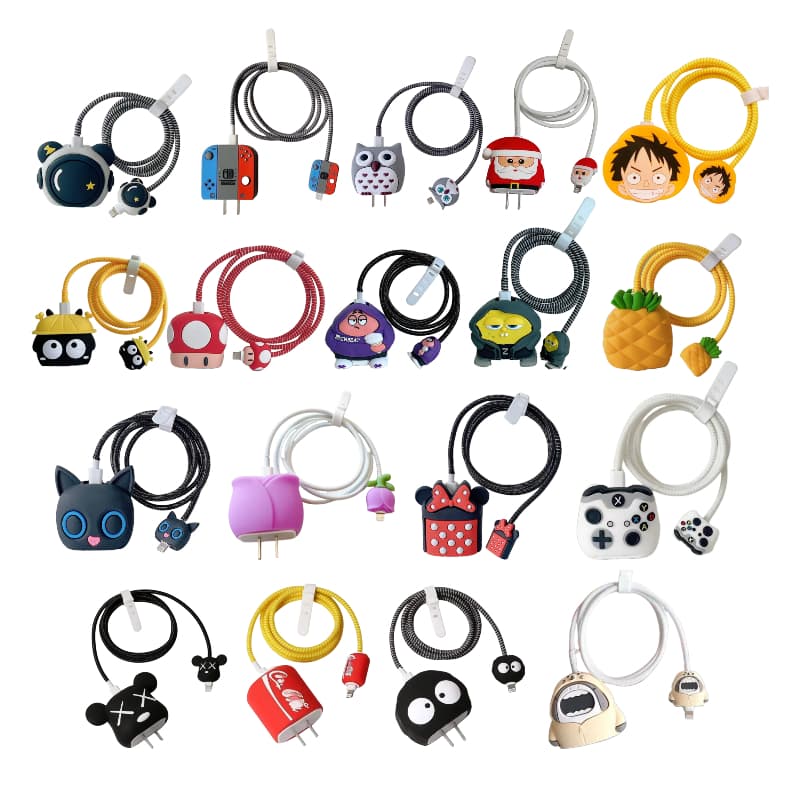 Guangzhou Shijia Crafts Co., Ltd. For Iphone Ipad 18w 20w EU US UK 3D Cute Cartoon Protector De Cable y Cargador Celular Bite Charger Cover Kawaii Protective Case