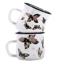 WUJO whiskey beer milk custom metal butterfly belly enamel cup