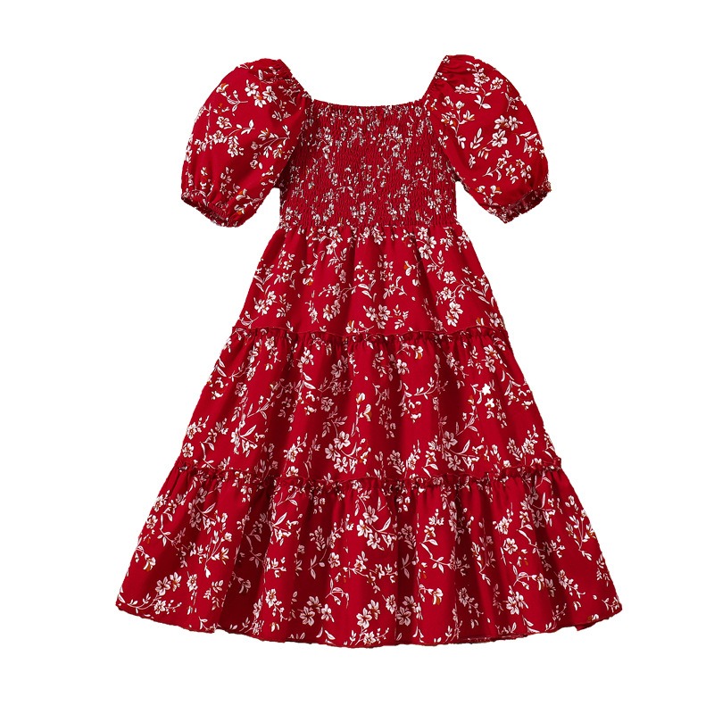 Children Clothes 2024 New Floral Short Sleeve Dress Hot Sales Boutique Children's Clothing Casual Dress