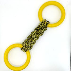 2024  pet cotton rope toy dog teeth cleaning bite grinding stick braided rope interactive toy eva double rings dog tug of war