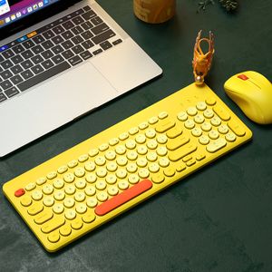Hot Selling USB ergonomics concave round Keycap computer accessories Wireless Keyboard and Mouse Combo for Desktop Laptop