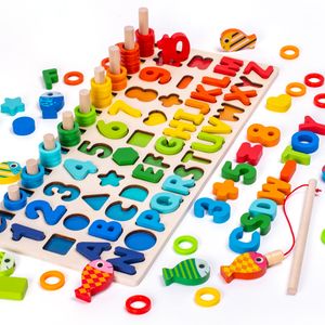 Montessori Educational Wooden Toys For Children Kids Busy Board Math Fishing Preschool Wood Puzzle Board