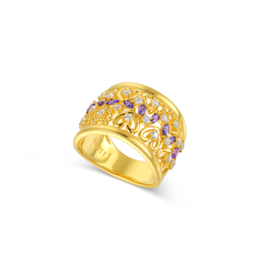 Retro Heart Shaped Ring Women'S Glossy Face Wide 9k Gold Ring Charm Rings