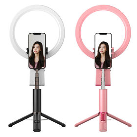Professional Mobile Selfie Stick With Fill Light Foldable Mini Extendable Tripod Selfie Stick ring light