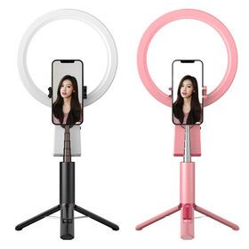 Professional Mobile Selfie Stick With Fill Light Foldable Mini Extendable Tripod Selfie Stick ring light