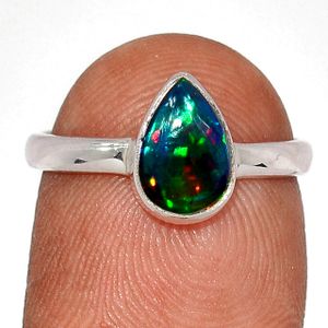Real S925 Sterling Silver Opal Ring Black Opal Gemstone Jewelry Wholesaler of Silver Jewelry Manufacturer