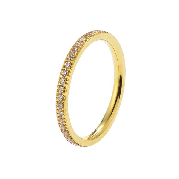 Fashion Eternity Band Ring Luxury CZ Zircon Engagement wedding 18K Gold Plated Rings Jewelry for Women