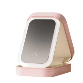 Pu Leather Makeup Organizer Storage Box with Led Mirror Professional Large Capacity Travel Makeup Bag Case