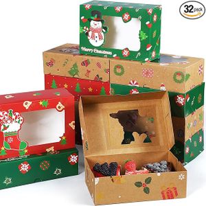 Christmas Cookie Boxes with clear Window Cute Cookies Packaging Boxes  Pastry Boxes Food Packaging Exquisite Gift Biscuit Box
