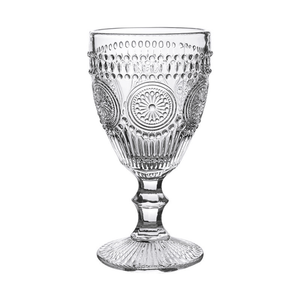Aeofa Transparent glass retro sunflower pattern vintage goblet wine glass red wine goblets glassware wedding 10oz