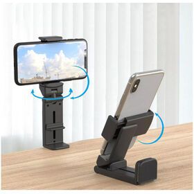 Universal Foldable Airplane Train Travel Table Tray Phone Mount Holder, 360 Rotate Adjustable Phone Clip Holder