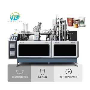 2-year warranty 1.5-16oz Fully automatic paper cup making machine Disposable ice cream bowl coffee cup machine production line