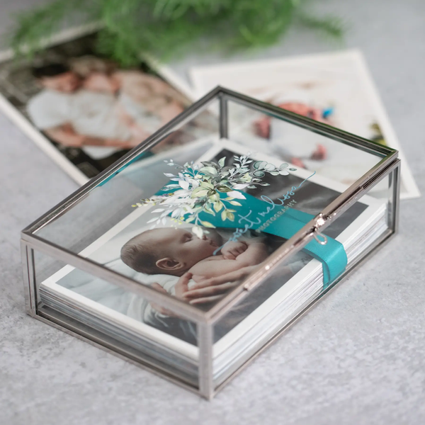 Copper Golden Vintage Glass Lidded Box Laced Edge Keepsake Decorative Jewelry Display Personalized Large Clear Rectangle Box