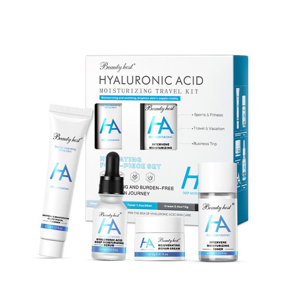 Facial Kit Skincare Product Supplier Hydrating Hyaluronic Acid Moisturizing Brightening Anti-aging Serum Skin Care Set