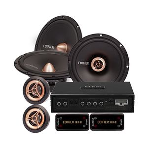 EDIFIER Car Audio Upgrade Midrange and Tweeter Plug and Play System 6 Speakers with amplifier for universal cars