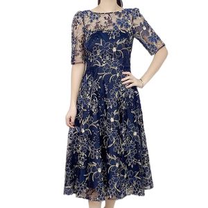 D175 Lace luxury embroidery Transparent elegant evening prom gown dress for women factory