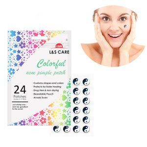 Double color Acne Pimple Patches - Pack of 24 Translucent Hydrocolloid Patch Spot Treatment Zit Stickers for Face and Body